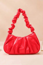 Fiery Red Ruched Faux Leather Shoulder Bag