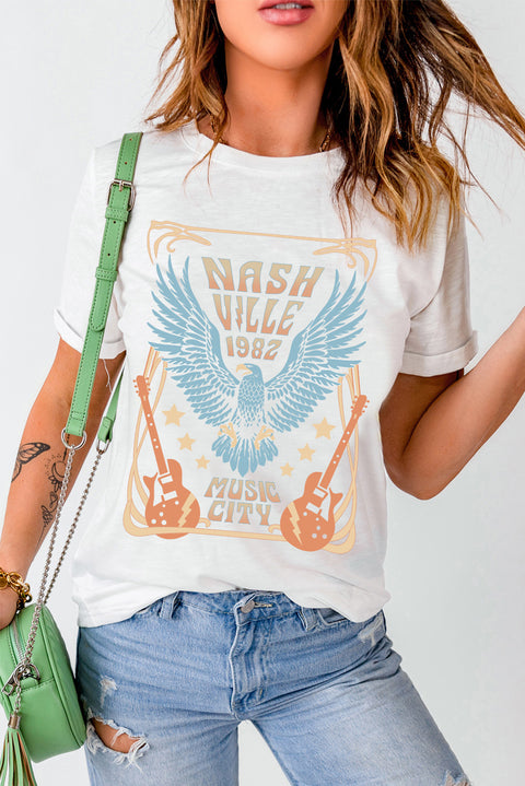 NASHVILLE 1982 Eagle Graphic Print Casual T Shirt