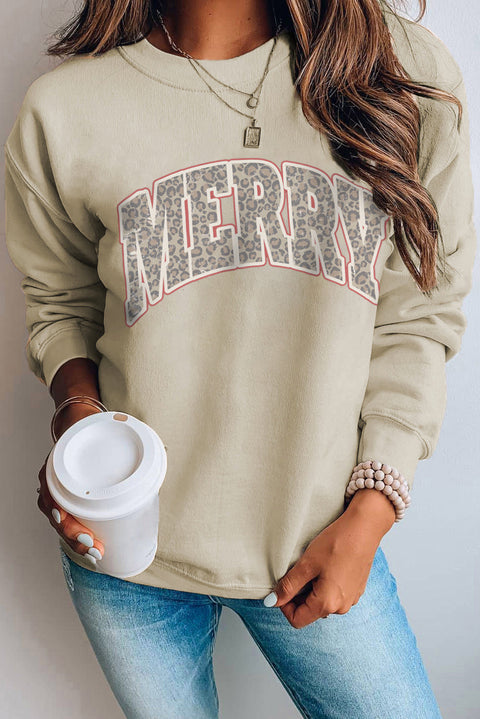 MERRY and BRIGHT Leopard Print Pullover Sweatshirt