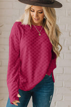 Rose Red Solid Textured Thumbhole Sleeve Top