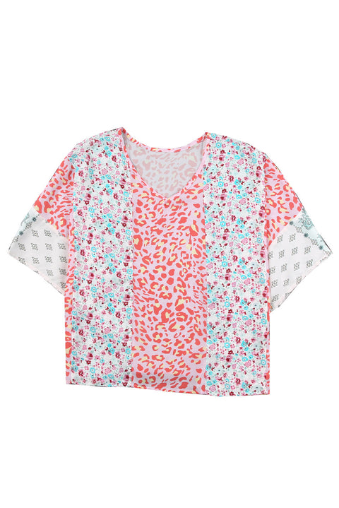 Multicolor Animal Floral Mix Print Cape Top