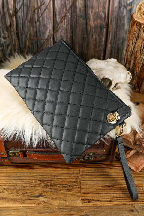 Black Quilted Leather Wallet Bag