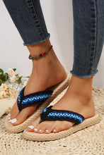 Blue Woven Strap Flat Flip Flops