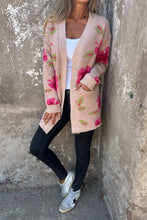 Floral Print Pocketed Open Front Cardigan