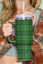 Dark Green Plaid Print Handle Stainless Vacuum Cup 1200ML