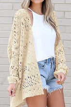 Black Casual Hollowed Knit Dolman Sleeve Cardigan