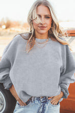 Light Grey Ribbed Corded Oversized Sweatshirt