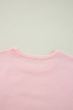 Light Pink Bow Thread Embroidery Ribbed Edge Sweatshirt