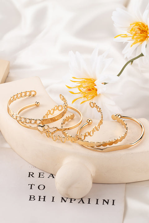 Gold Plated Valentines Bracelet 5pcs Set