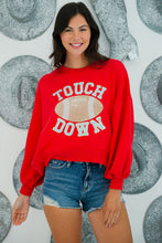 Fiery Red TOUCH DOWN Football Graphic Pullover Sweatshirt