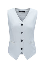 White Solid Color Button up V Neck Suit Vest