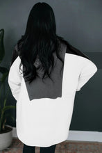 Gray Color Block Exposed Seam Buttoned Neckline Hoodie