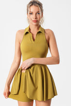 Mustard V Neck Sleeveless Active Pleated Dress