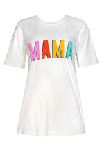 MAMA Letter Print Round Neck Short Sleeve T Shirt