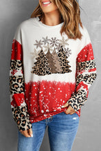 Red Tie Dye Leopard Christmas Tree Graphic Top