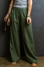 Fern Green Elastic Waist Casual Wide Leg Pants