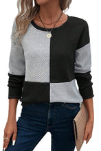 Black Color Block Textured Drop Shoulder Top