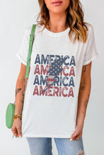 White AMERICA Flag Lightning Graphic Tee