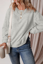 Gray Solid Fleece Lined Drop Shoulder Terry Sweatshirt