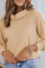 Apricot Solid Waffle Knit Turtleneck Long Sleeve Top