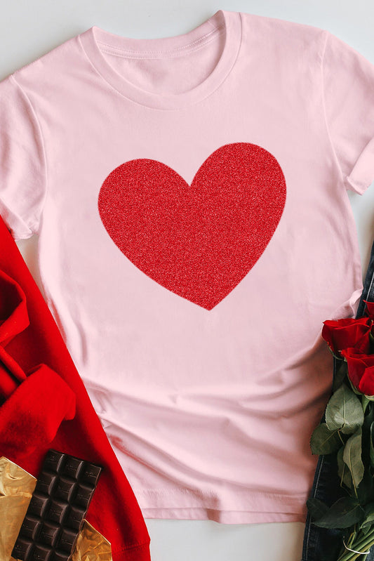 Camiseta con estampado de corazón y lentejuelas