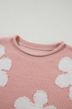 Light Pink Pearled Flower Distressed Edge Sweater T Shirt