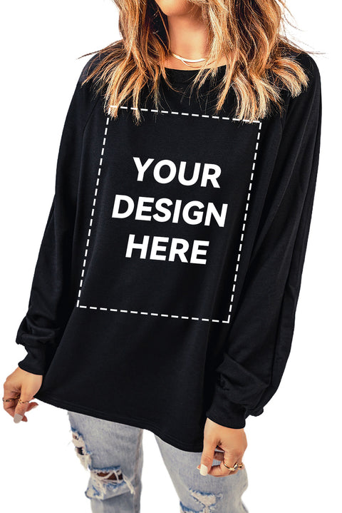 Plain Relaxed Fit Crew Neck Pullover Sweatshirt