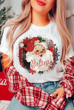 White Believe Christmas Father Graphic Crewneck T Shirt