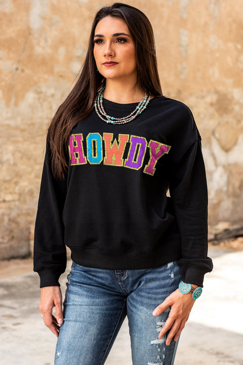 HOWDY Crewneck Drop Sleeve Pullover Sweatshirt