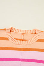 Multicolour Gradient Striped Ribbed Edge Loose Sweater