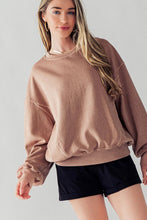 Chestnut Exposed Seam Batwing Sleeve Drop Shoulder Sweatshirt