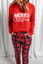 Red MERRY Christmas Graphic Top Plaid Pants Set