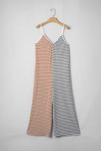 Yellow Stripe Two Tone Contrast Spaghetti Strap Backless Overall