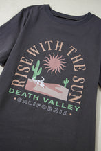 Dark Grey RISE WITH THE SUN Western Fashion Graphic Tee