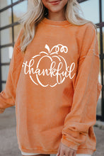 Orange Pumpkin thankful Graphic Corded Thanksgiving Sweatshirt