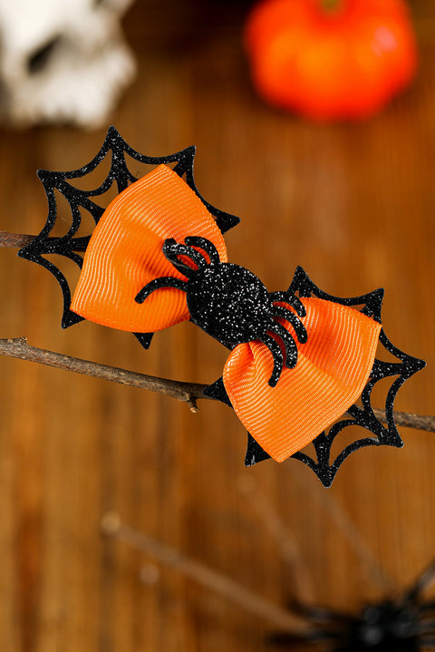 Carrot Spider Web Bowknot Halloween Hair Clip