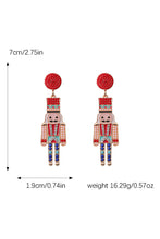 Racing Red Beaded Christmas Nutcracker Earrings