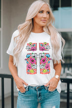 White Floral Crossed Graphic Easter Round Neck T Shirt