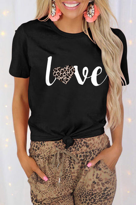 Camiseta con estampado de corazón y lentejuelas