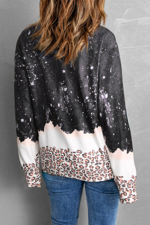 Snowy Christmas Graphic Leopard Bleached Sweatshirt