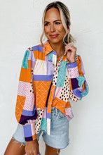 Multicolor Mixed Print Button Front Cuffed Sleeve Shirt