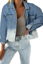 Sky Blue Contrast Washed Gradient Denim Jacket