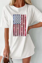 White Sequined American Flag Crewneck Oversized Tee