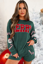 Evergreen Christmas Letter and Sequin Graphic Corded 2pcs Outfit