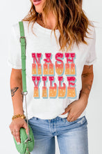 White NASHVILLE Starry Print Crew Neck Oversized T Shirt