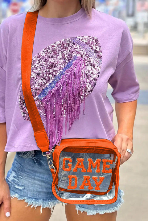 Orange GAME DAY Rugby Football Clear Shoulder Bag