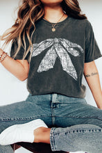 Black Bowknot Graphic Mineral Wash T Shirt