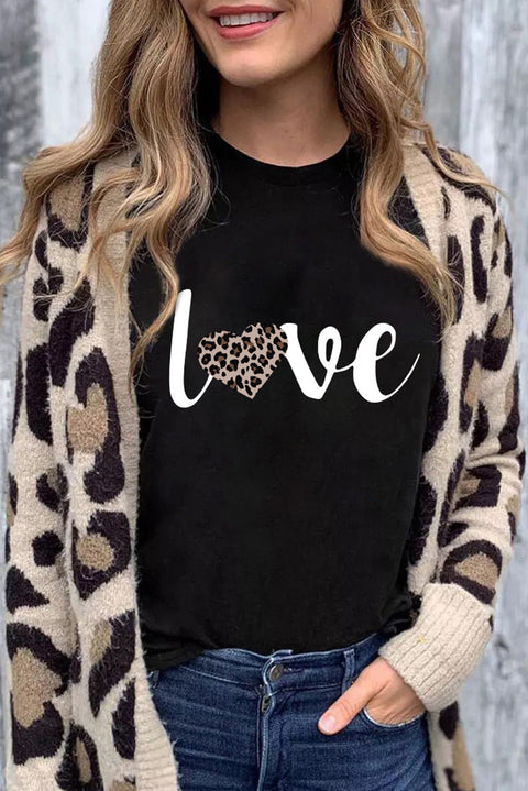 Camiseta con estampado de corazón y lentejuelas