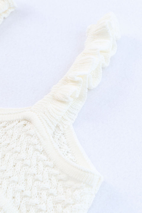 Ruffle Straps Crochet Knit Tank Top