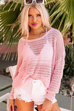 Knitted Eyelets Round Neck Long Sleeve Top